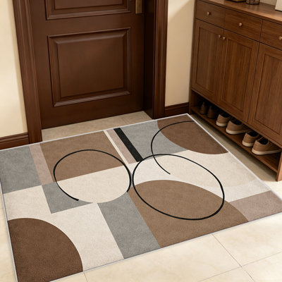Tapis de cercle neutre de 1 pièce, élégant tapis décoratif polyvalent, facile à nettoyer et à entretenir, pièce de mobilier idéale pour la chambre à coucher, le salon, le couloir, le vestibule, le dortoir et le bureau afin de rafraîchir l'ambiance intérieure de votre maison