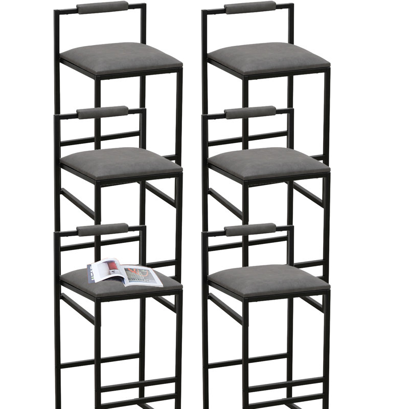 Counter Barstools Low Back Metal Island Stools (Set of 6), Grey