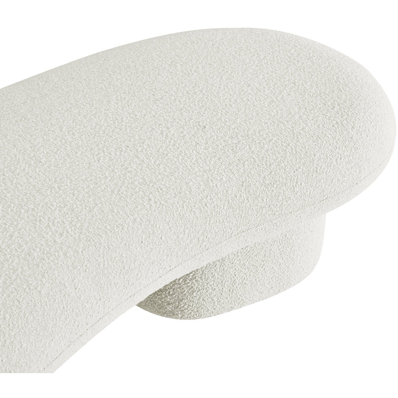 Anston 56" Ivory Boucle Upholstered Bench with Solid Wood Legs