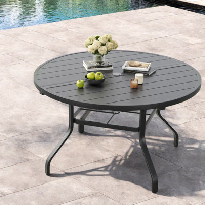 Tables de patio de 47 po en métal rond et moderne pour la cour arrière