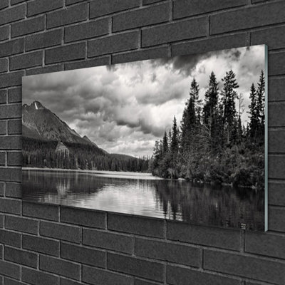 Nature Mountain Forest Lake - No Frame Print on Glass