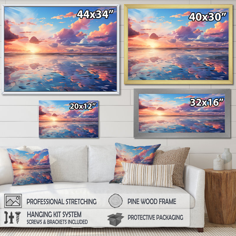«Neo Impressionism Infusé Sky Reverie I», reproduction sur toile, Cadre naturel flottant, 30" H x 40" W