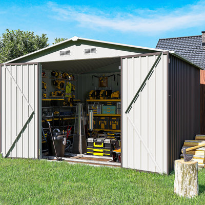 Remise de rangement en métal avec base en métal