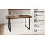 59 " dining table modern industrial rectangular MDF natural wood , 4-6 people, 1.5" thick engineering wood tabletop and black rectangular metal legs, used for home & kitchen