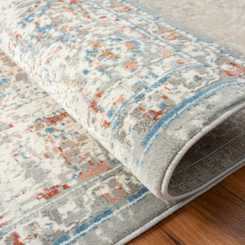 Tonio Abstract Area Rug, Gray/Red, Rectangle 7'6" x 9'6"