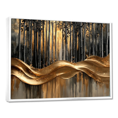 Oddny Golden Arashiyama Bamboo River III - art mural en bambou