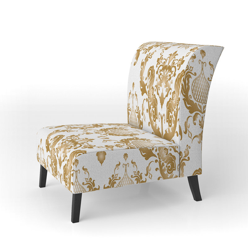 Fauteuil de chambre en velours blanc et doré