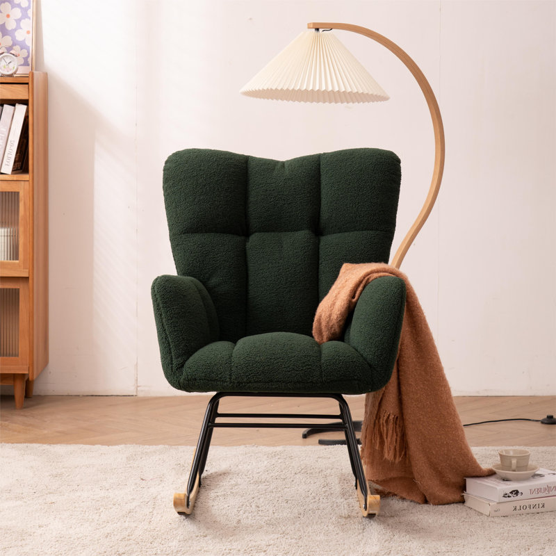Filippone Rocking Chair, Dark Green  Teddy