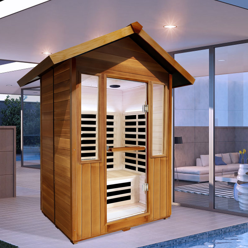 Outdoor Sauna Far Infrared Saunas App Control  Red Cedar and Hemlock 1800W Low-EMF for Two Person