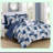 Bohemian Paisley Patchwork Comforter Set - 6 Piece Reversible Bed in a Bag with Sheet Set, Pillowcase, and Decorative Pillow Sham - Twin XL Size, Blue