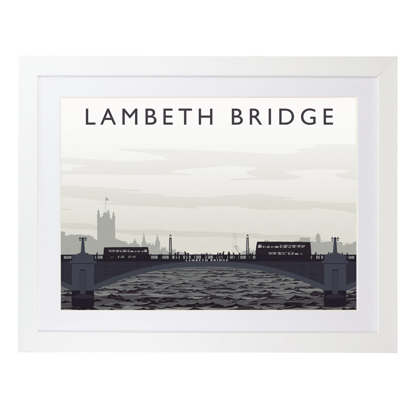 Lambeth Bridge - Print, 40cm H x 50cm W x 3cm D, White Framed