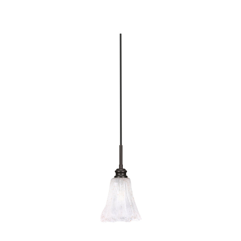 Mini-luminaire suspendu avec cordon Edge et verre à glace italien cannelé de 5,5 po, Nickel brossé