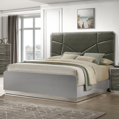 Grand lit plateforme gris pierre Naples