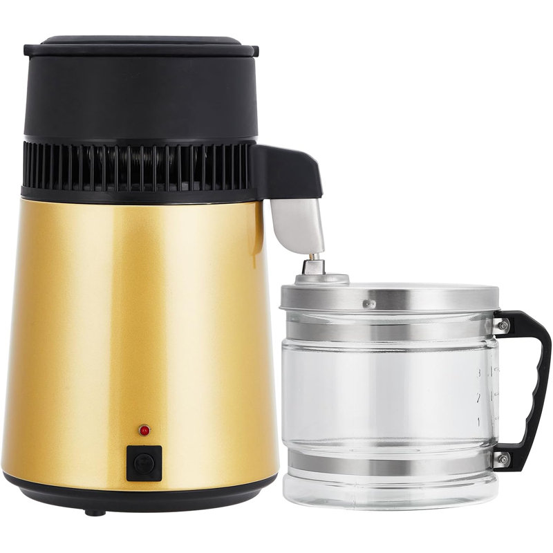 Machine à eau distillée 4L, purificateur d'eau domestique en acier inoxydable, Jaune