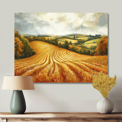 Paysage champêtre doré en automne I - Art mural campagne