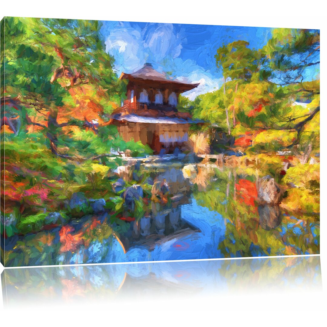 Leinwandbild "Ginkaku-Ji-Tempel in Kyoto", Grafikdruck