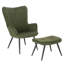 Nevin Velvet Accent Chair with Footstool-697624246