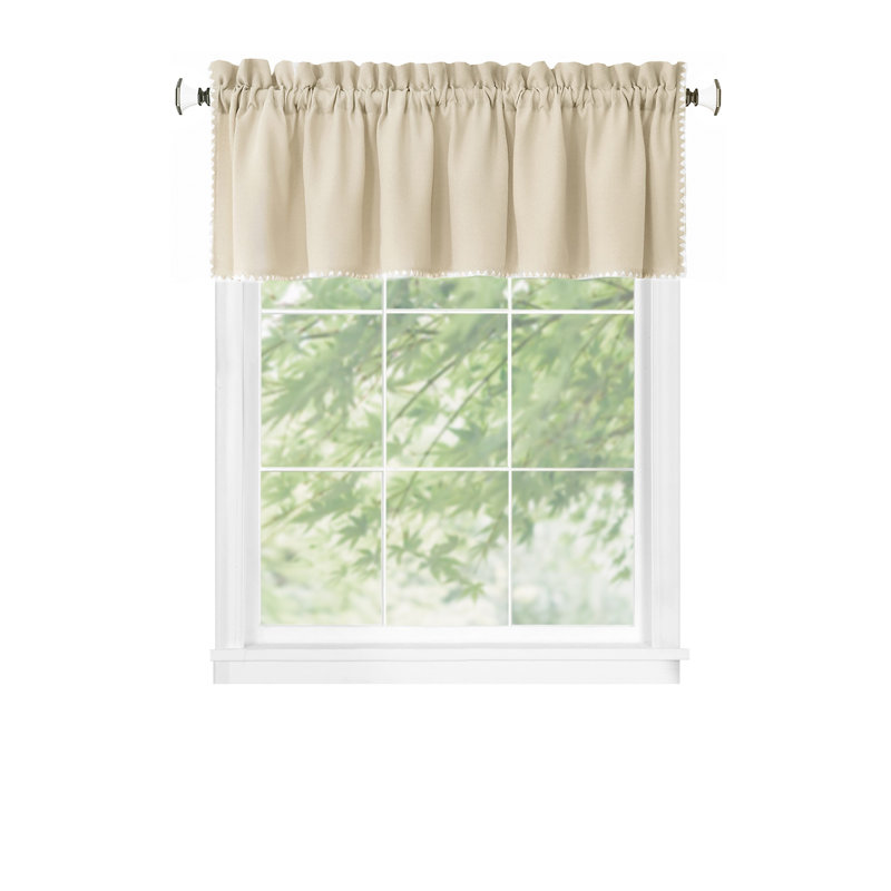 Tan and White Light Filtering Rod Pocket Valance, 58" x 14"