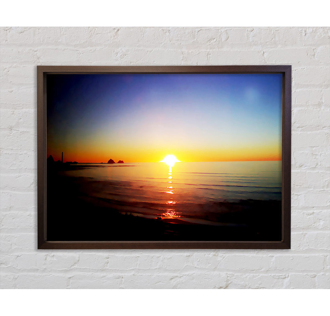 Sun Blaze Around The Ocean - Single Picture Frame Kunstdrucke auf Leinwand