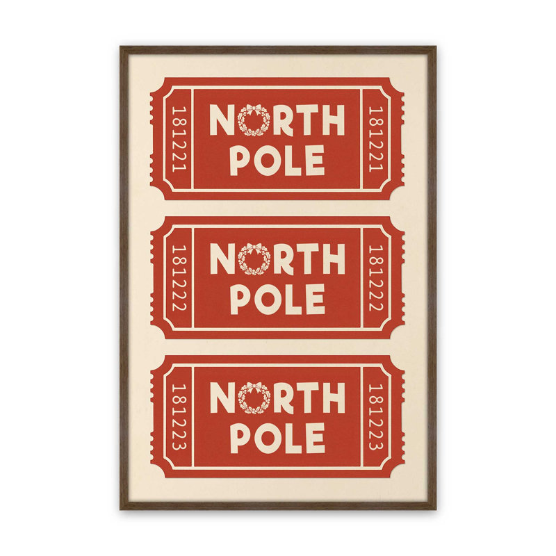 «Santa's Boarding Pass», reproduction d'art, 12 po x 16 po, Noyer