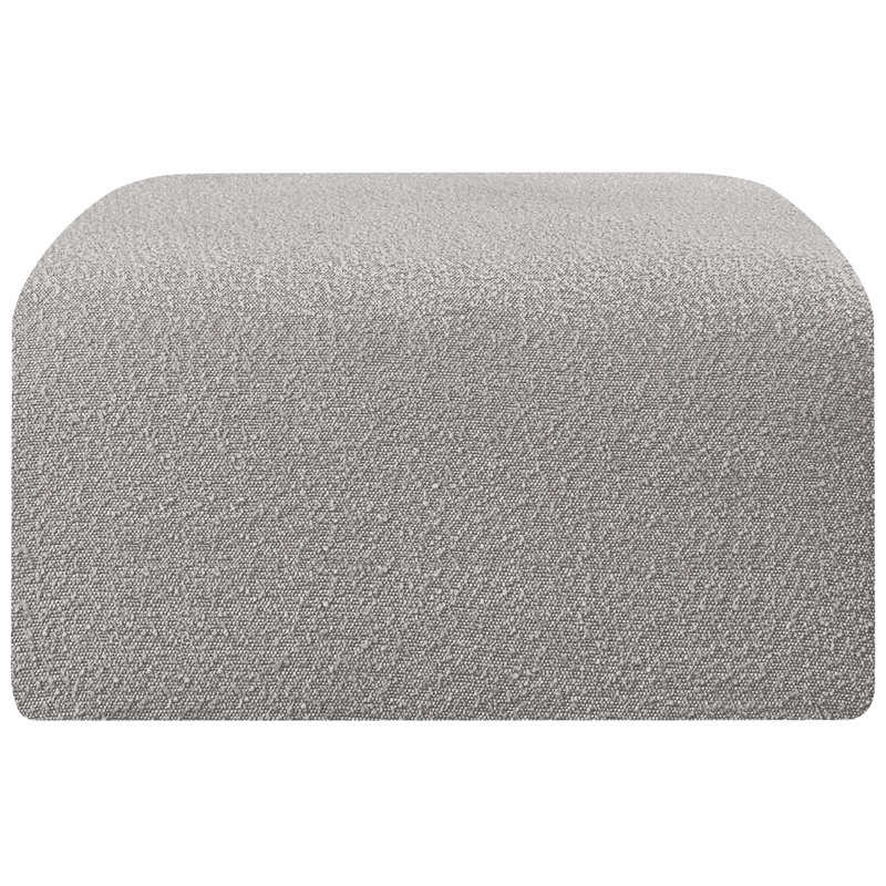 Hisanaga Upholstered Ottoman, Grey Boucle Fabric