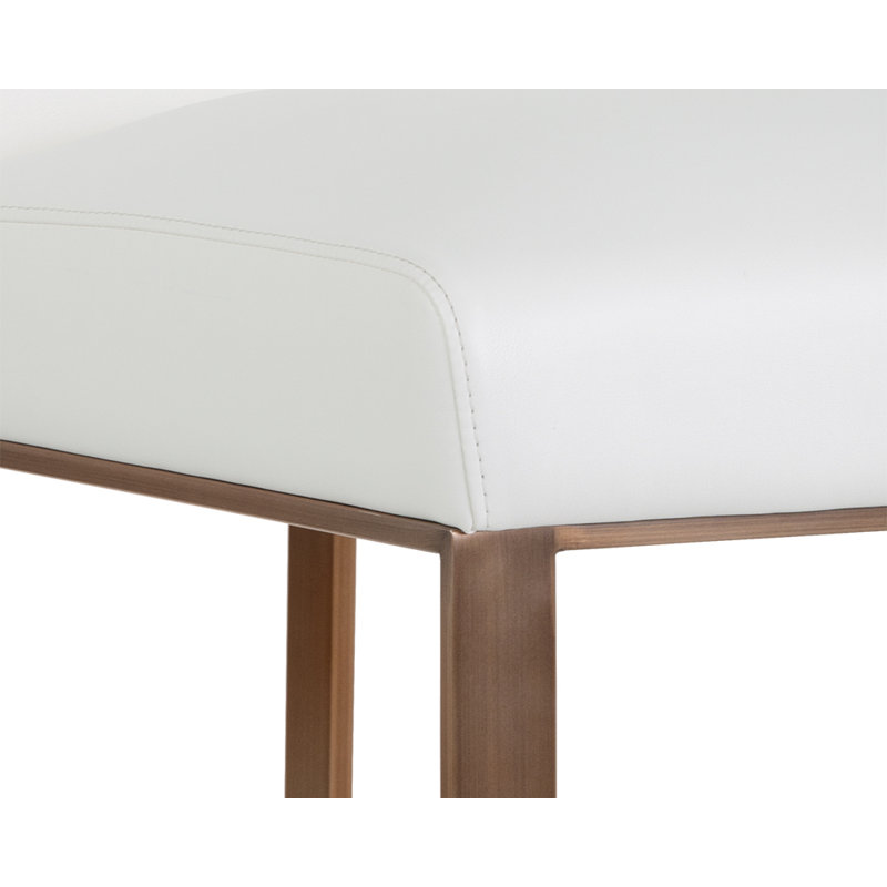 Dean Bar & Counter Stool, Antique Brass, Counter Stool (26" Seat Height), White Faux Leather