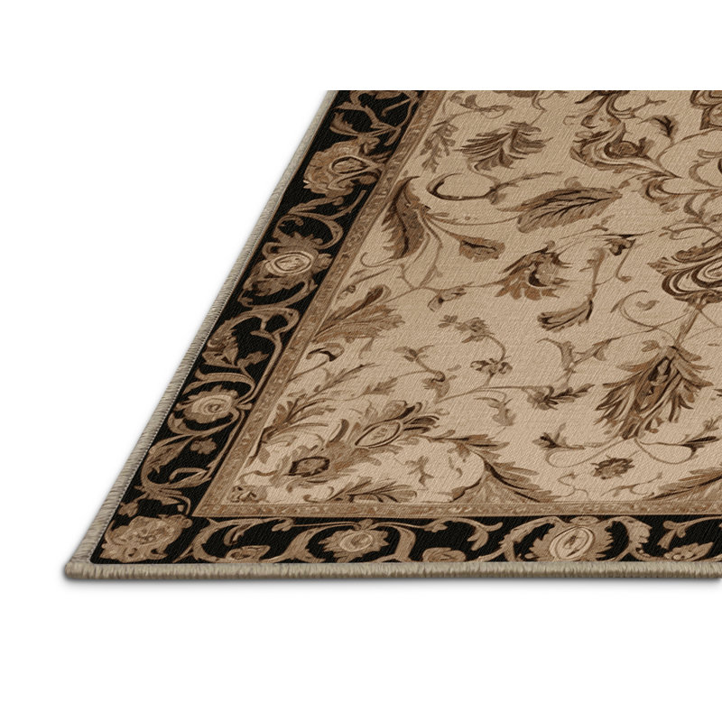 Tapis brun français lavable à la machine, Rond 6 pi