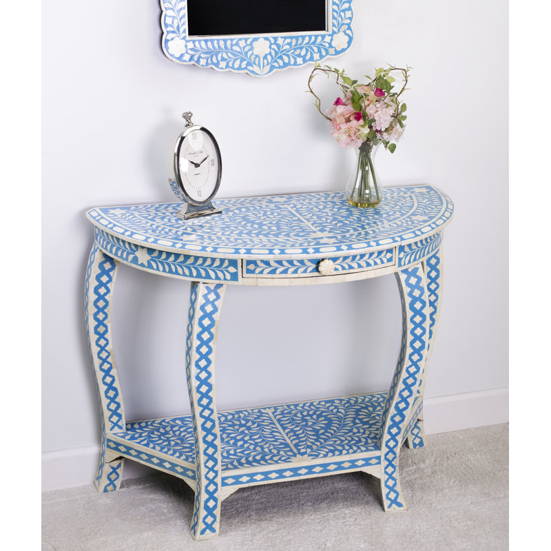 Vivienne Bone Inlay Demilune Console Table