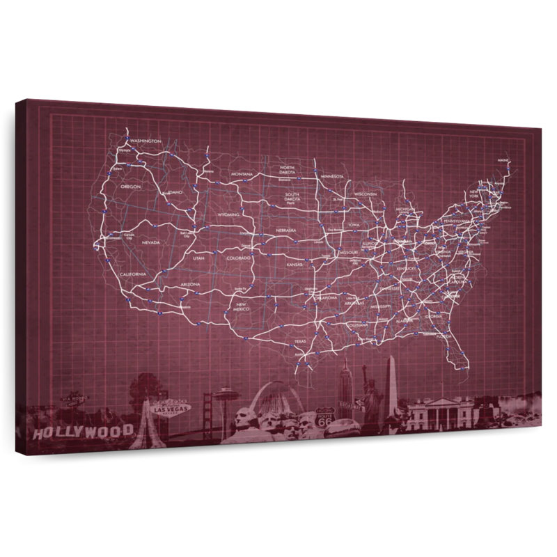 Carte des Aloon Maroon Highway, États-Unis, H 20 po x l 30 po