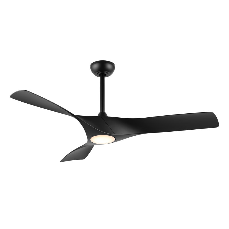 Ventilateur de plafond d'intérieur 52 po avec lumière DEL et télécommande, noir / pales noires