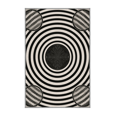 Tapis doux et moelleux à motif géométrique minimaliste brun Eberhard