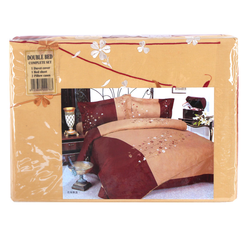 Tucanae Cotton Floral Duvet Cover Set with Pillowcases Included, Double Duvet Cover + 2 Standard Pillowcases, Brown