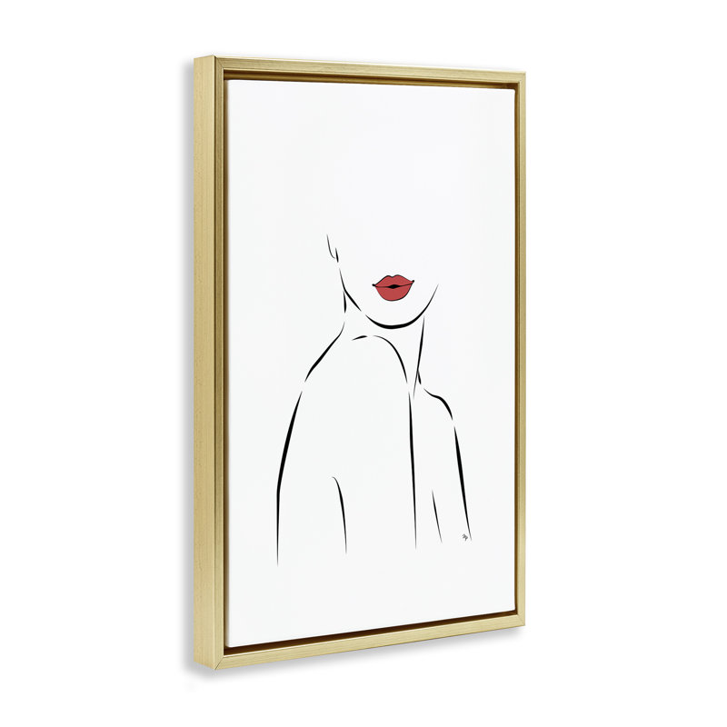 «Feminine Line Torso», dessin par Martina Pavlova, H 31 po x l 21 po, Cadre flottant gris lustré