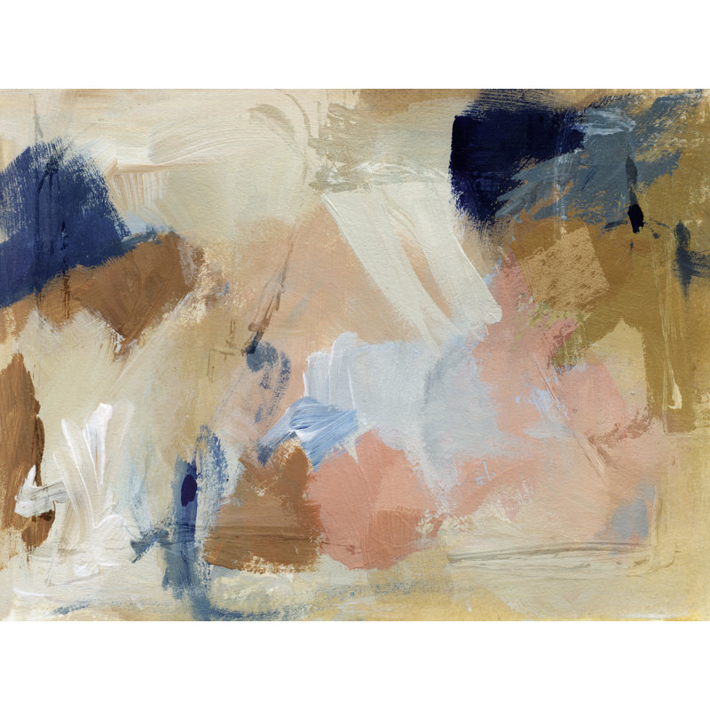 Apricot Navy Swirl II by Victoria Barnes - Wrapped Canvas Print, 30 cm H x 46 cm W