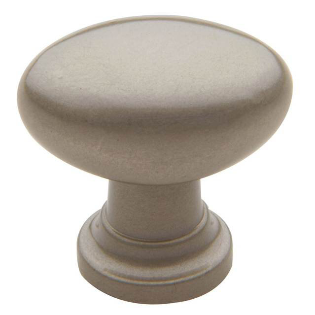 1 1/8" Length Oval Knob, Satin Nickel