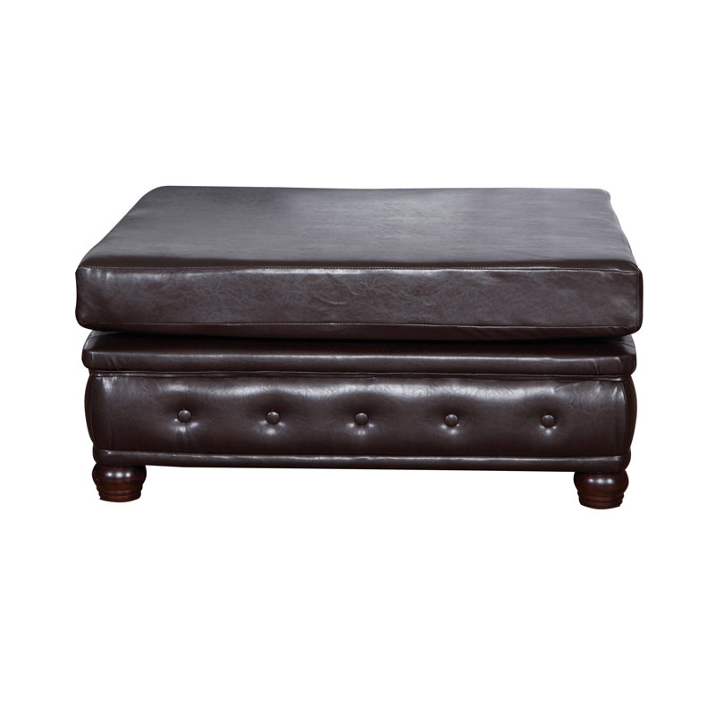 Canton 100cm Wide Faux Leather Tufted Square Cocktail Ottoman