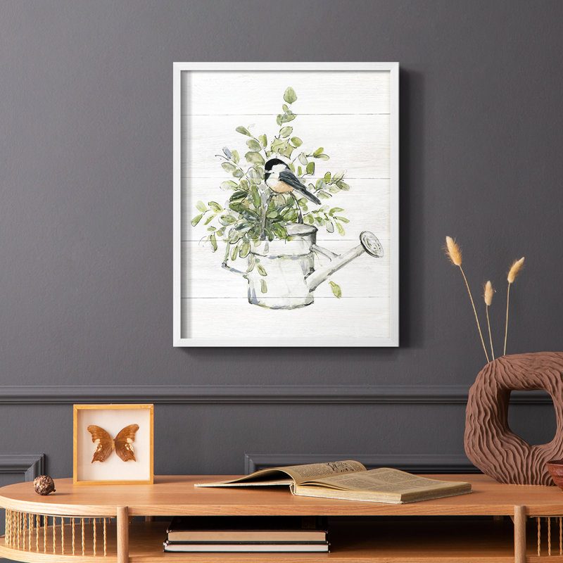 «Garden Bird I», reproduction encadrée - bois massif, Blanc, H 10 po x l 8 po