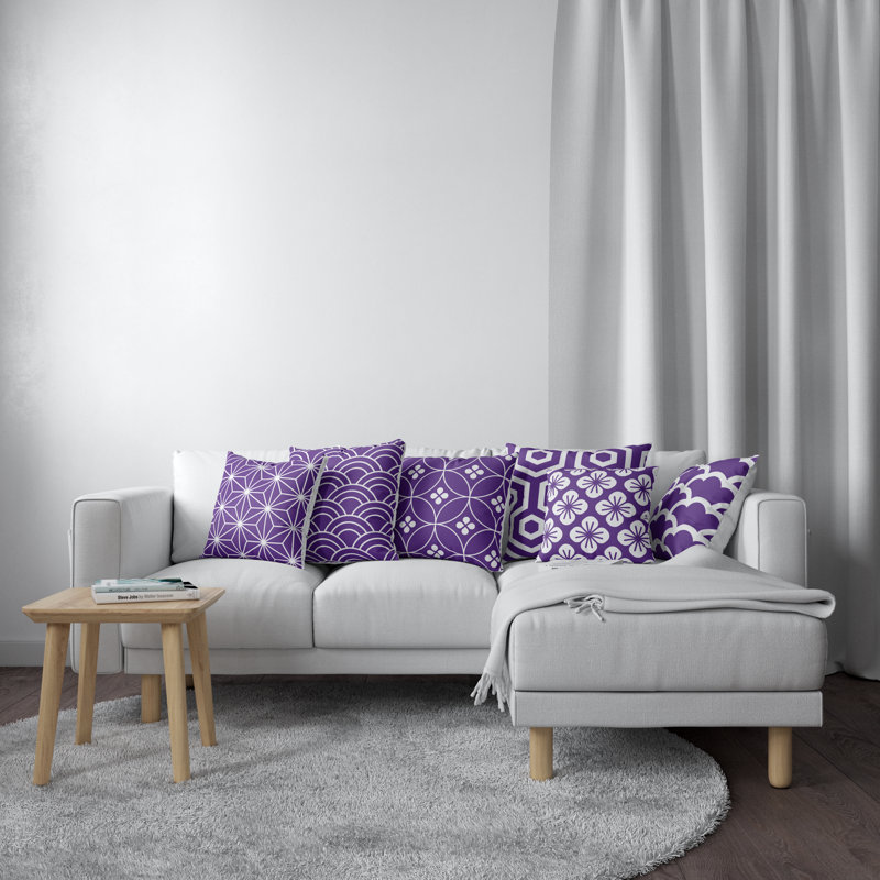 Geometric Custom Geometric Pillow Cover, Purple, 18" x 18"