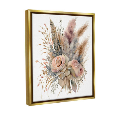 "Boho Rose Pampas Floater Frame" par LSR Design Studio sur toile