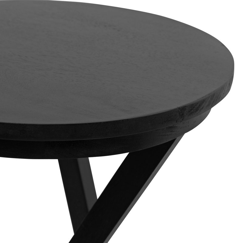 Table à plante en bois massif Altman Cruz, Noir