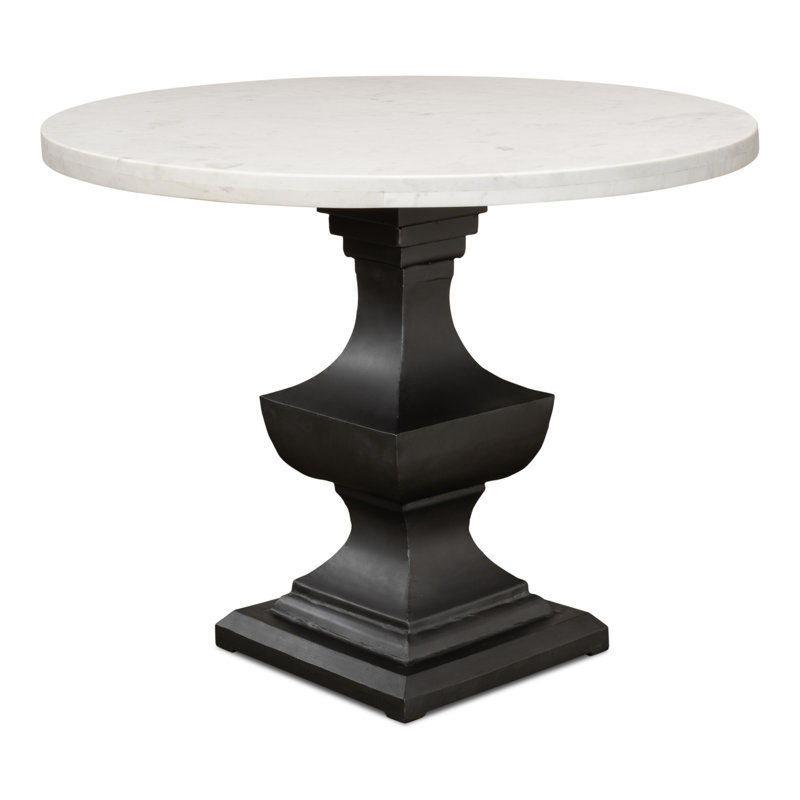 Haviland Round Marble Top Metal Base Dining Table