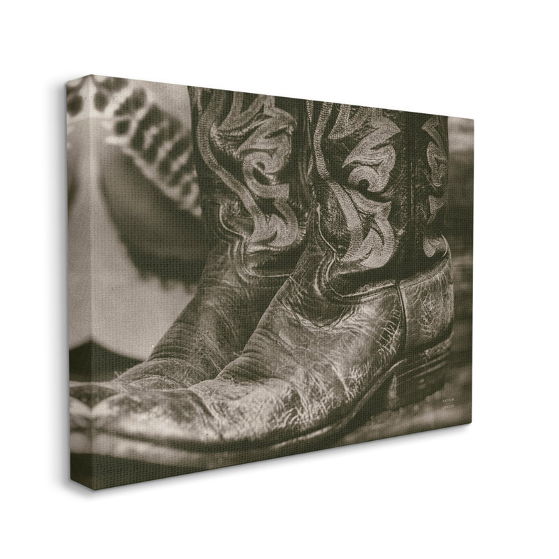 «Stupell Industries Cowboy bottes», reproduction d'art sur toile par Nathan Larson, H 30 po x l 40 po x P 1,5 po