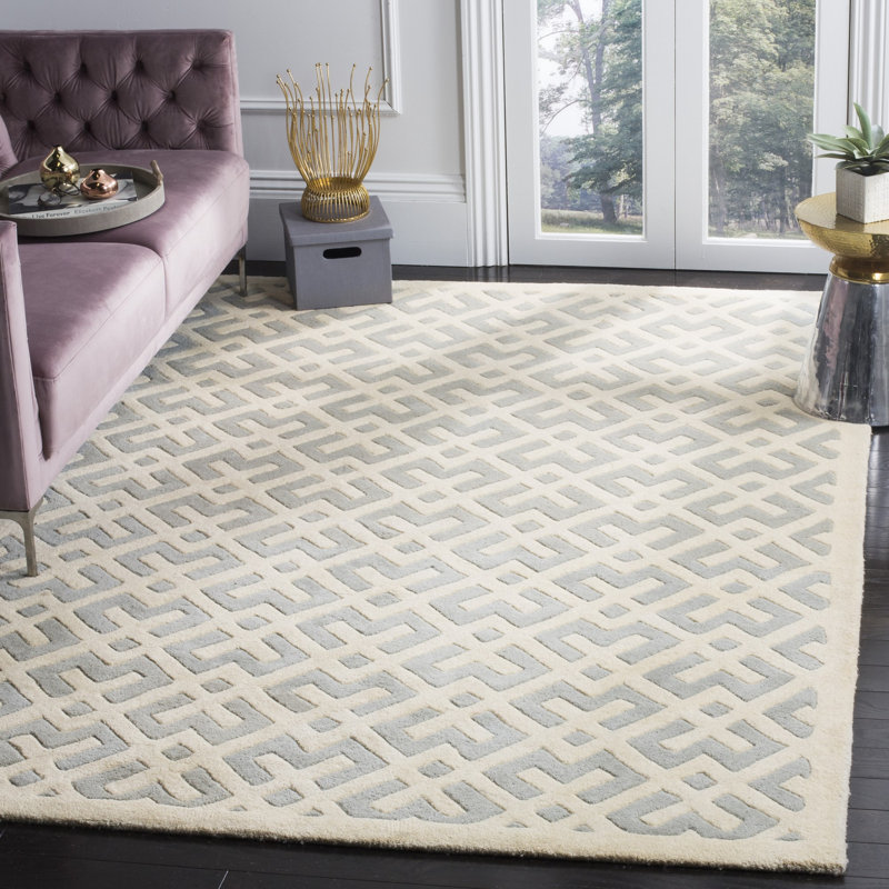 Deedie Hand Tufted Wool Geometric Rug, Rectangle 8'9" x 12'