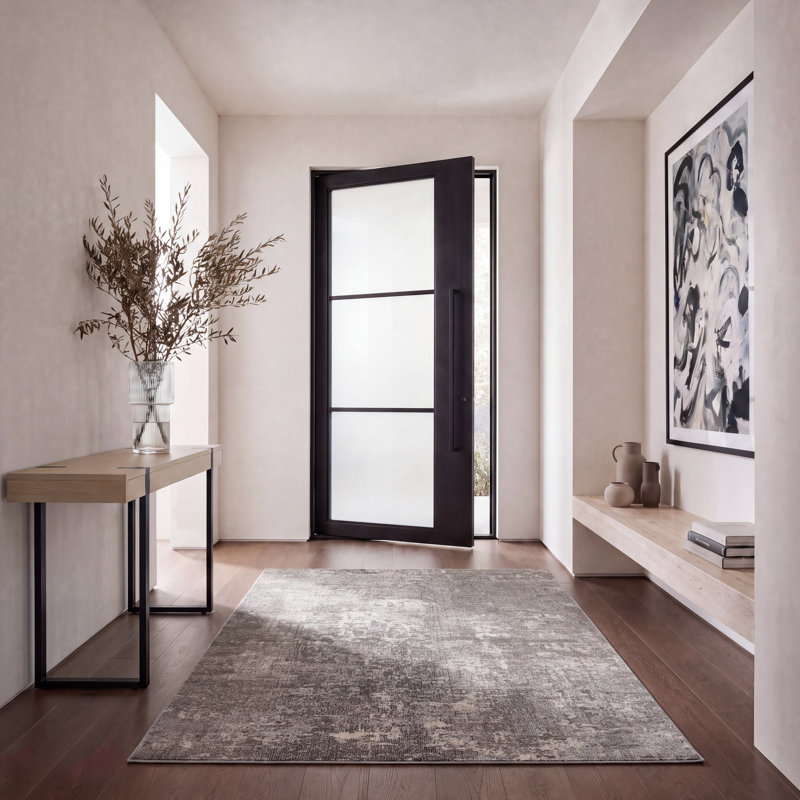 Tapis gris / bleu Gammage, Light Grey/Beige, Rectangle 5 pi 3 po x 7 pi 6 po