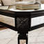 Table basse rectangulaire avec finition miroir argentée et accents noirs rétro, élégante pour le bureau du salon, l 23,6 po x P 48 po H 18,5 po, facile à nettoyer