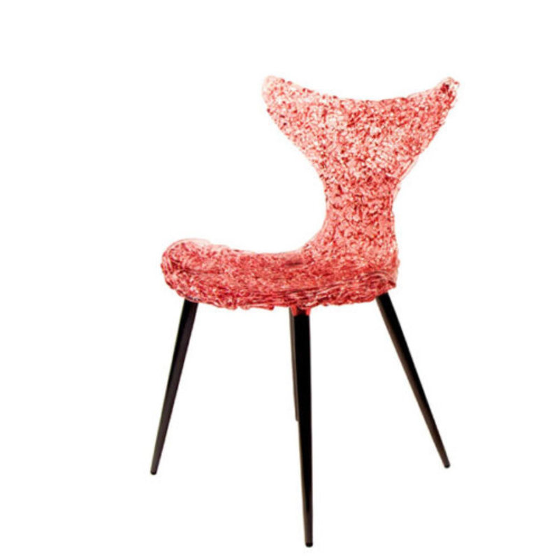 Stitch Wing Back Parsons Chair Dining Chair, Pastel Pink, Black