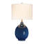 Lampe de table en céramique bleue à 3 voies avec abat-jour tambour