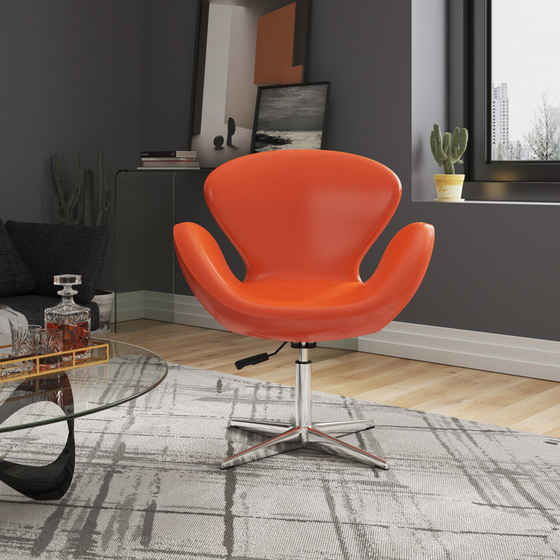 Fauteuil ballon pivotant rembourré en laine Raspberry, Tangerine