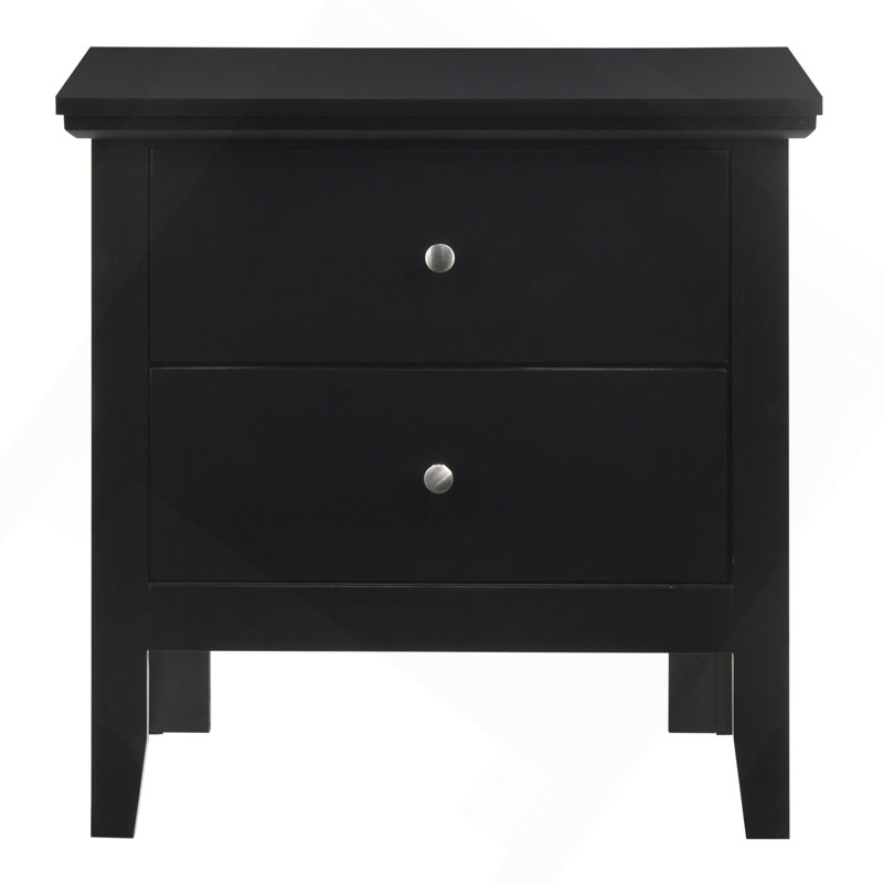 Élégante table de chevet transitionnelle noire, Noir
