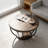 Nordic Style Dark Round Coffee Table With Curved Metal Legs-753138278